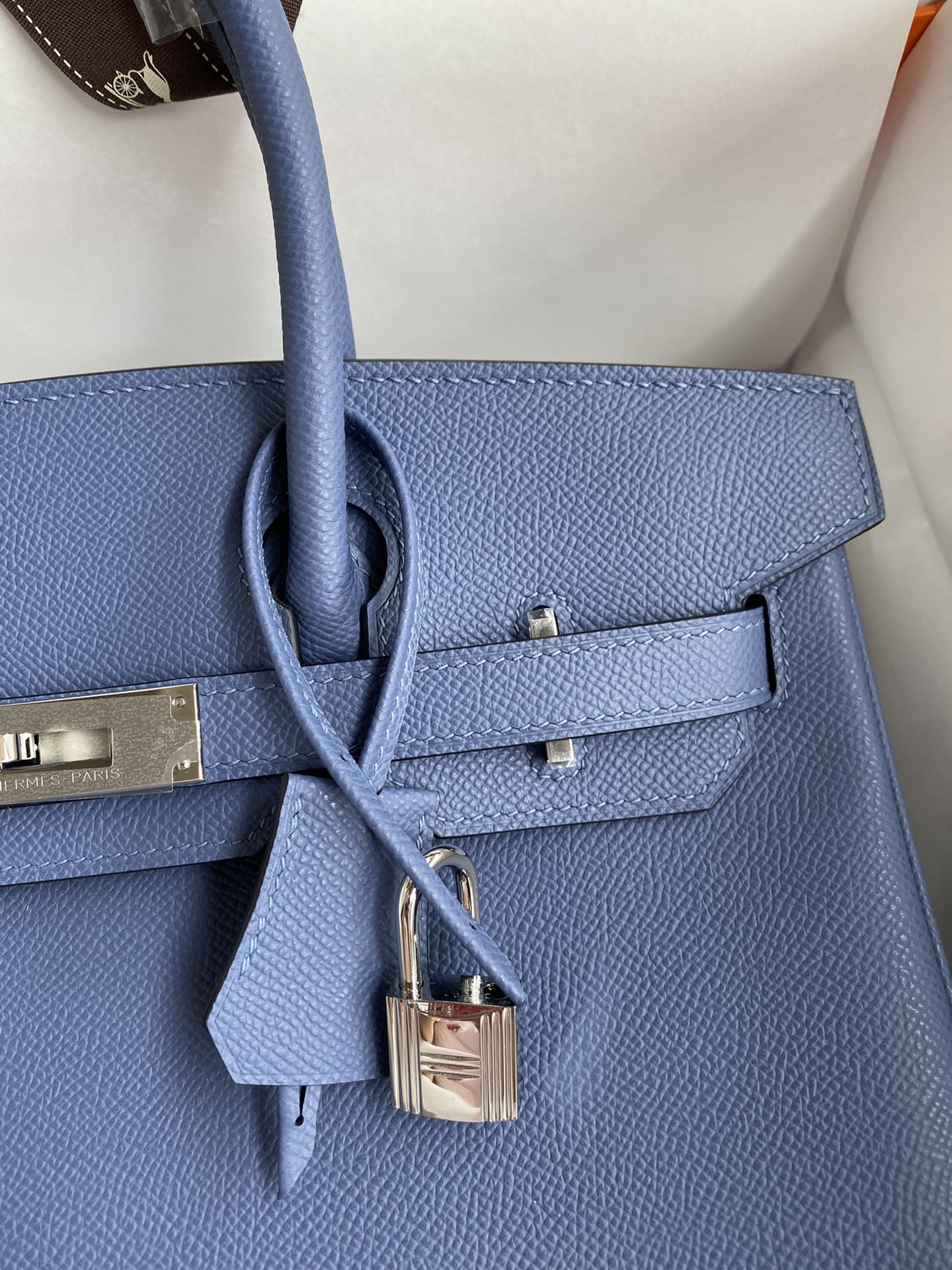 Hermes Birkin 35CM Epsom Leather Handbag Blue Hydra